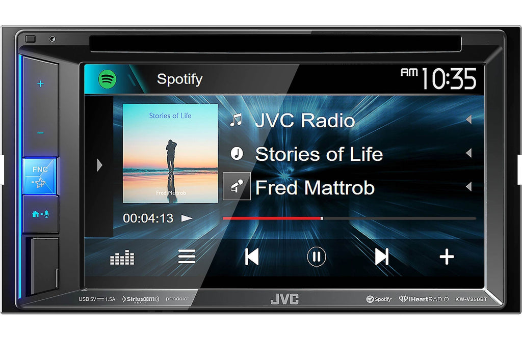 JVC KW-V250BT Car DVD CD Receiver 6.2" Monitor w/Bluetooth/13-Band EQ+JVC CS-DF6920 6"x9" DF Series 2-Way Coaxial Car Speakers+Free Magnet Phone Holder