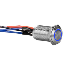 Load image into Gallery viewer, Install Bay LS12B-2 Silver 12MM Round Illuminated Latching Switch Blue Qty 2