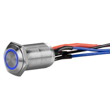 Load image into Gallery viewer, Install Bay LS12B-2 Silver 12MM Round Illuminated Latching Switch Blue Qty 2