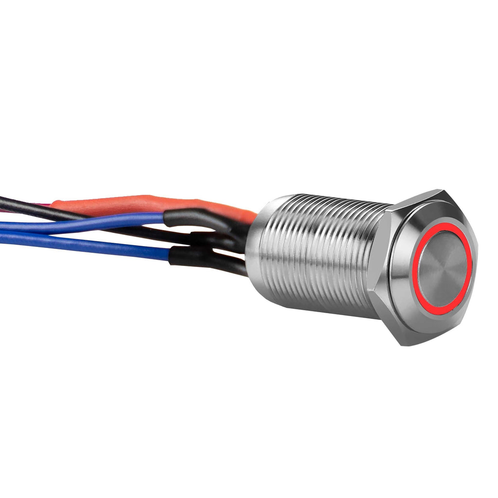 Install Bay LS12R-2 Silver 12MM Round Illuminated Latching Switch Red Qty 2