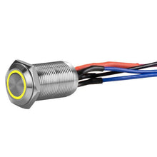 Charger l'image dans la galerie, Install Bay LS12Y-2 Silver 12MM Round Illuminated Latching Switch Yellow Qty 2