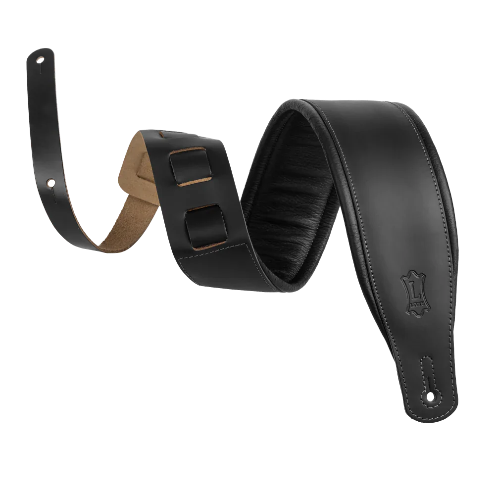 Levy's Leathers M26PD-BLK-XL 3" Wide Amped Leather Series Guitar Strap - Black