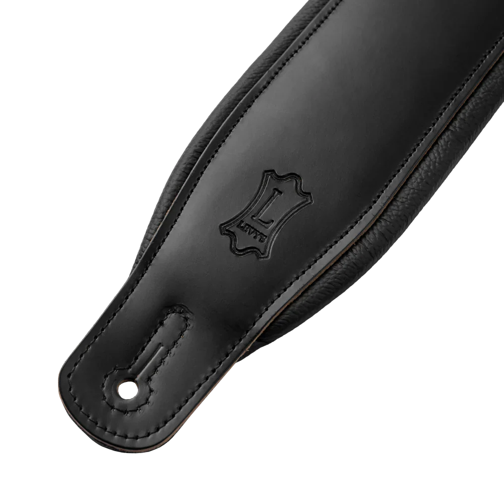 Levy's Leathers M26PD-BLK-ACO 3" Wide Amped Leather Series Guitar Strap - Black