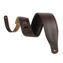 Load image into Gallery viewer, Levy's Leathers M26PD-DBR-XL 3" Wide Amped Leather Series Extra Long Guitar Strap - Dark Brown