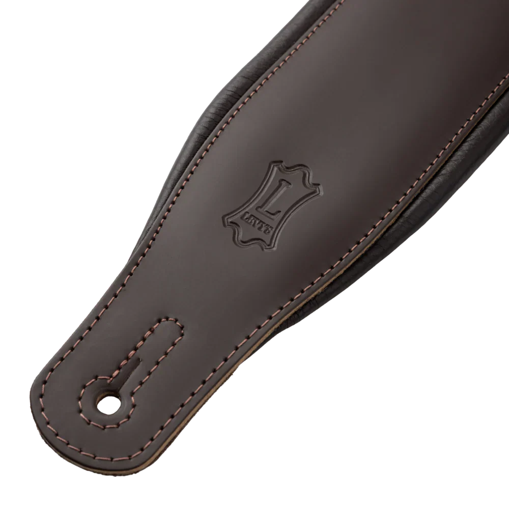 Levy's Leathers M26PD-DBR-XL 3" Wide Amped Leather Series Extra Long Guitar Strap - Dark Brown