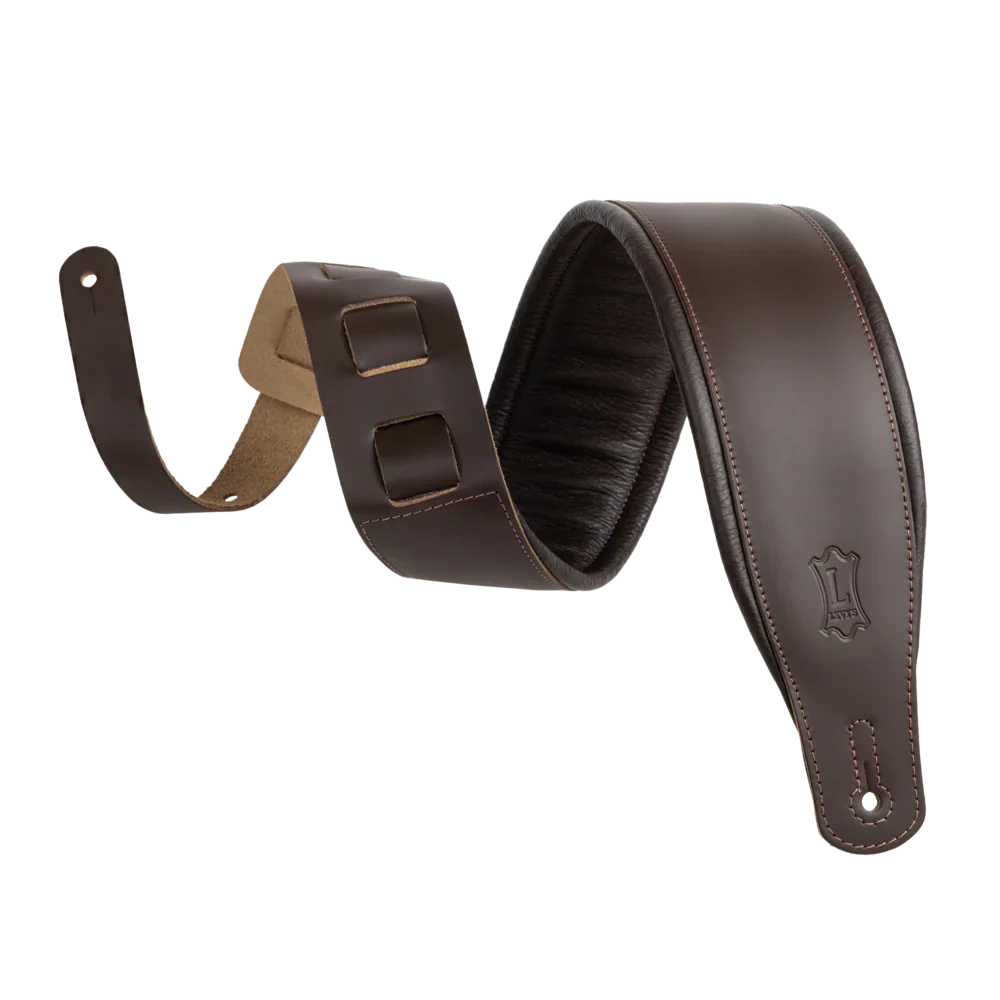 Levy's Leathers M26PD-DBR_DBR 3" Wide Amped Leather Series Guitar Strap - Dark Brown