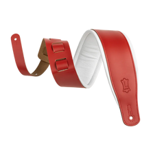 Charger l'image dans la galerie, Levy's Leathers M26PD-RED-WHT 3" Wide Amped Leather Series Guitar Strap - Red &amp; White