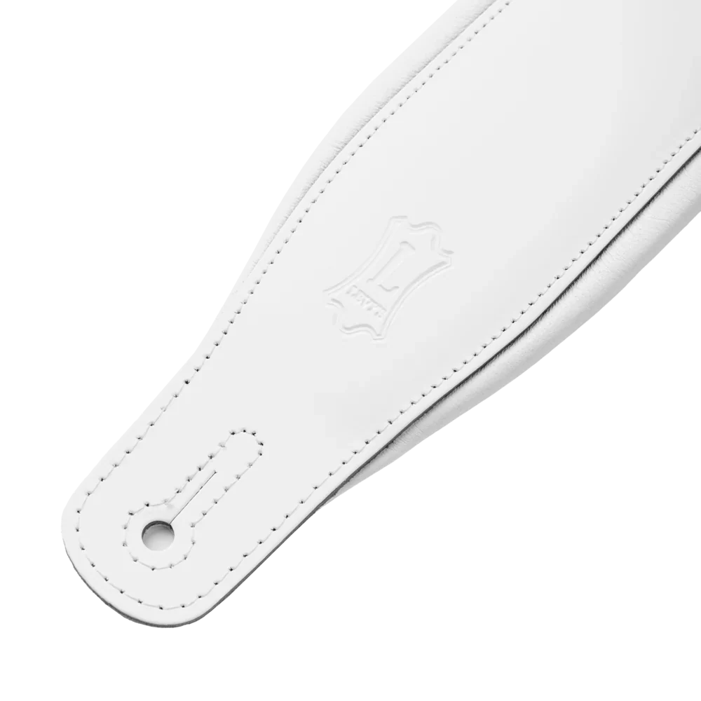 Levy's Leathers M26PD-WHT_WHT Top Grain Leather Guitar Strap - White