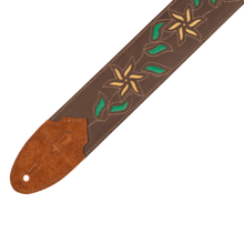 Load image into Gallery viewer, Levy's Leathers M4FV-DBR Flowering Vine Series Brown Leather Guitar Strap