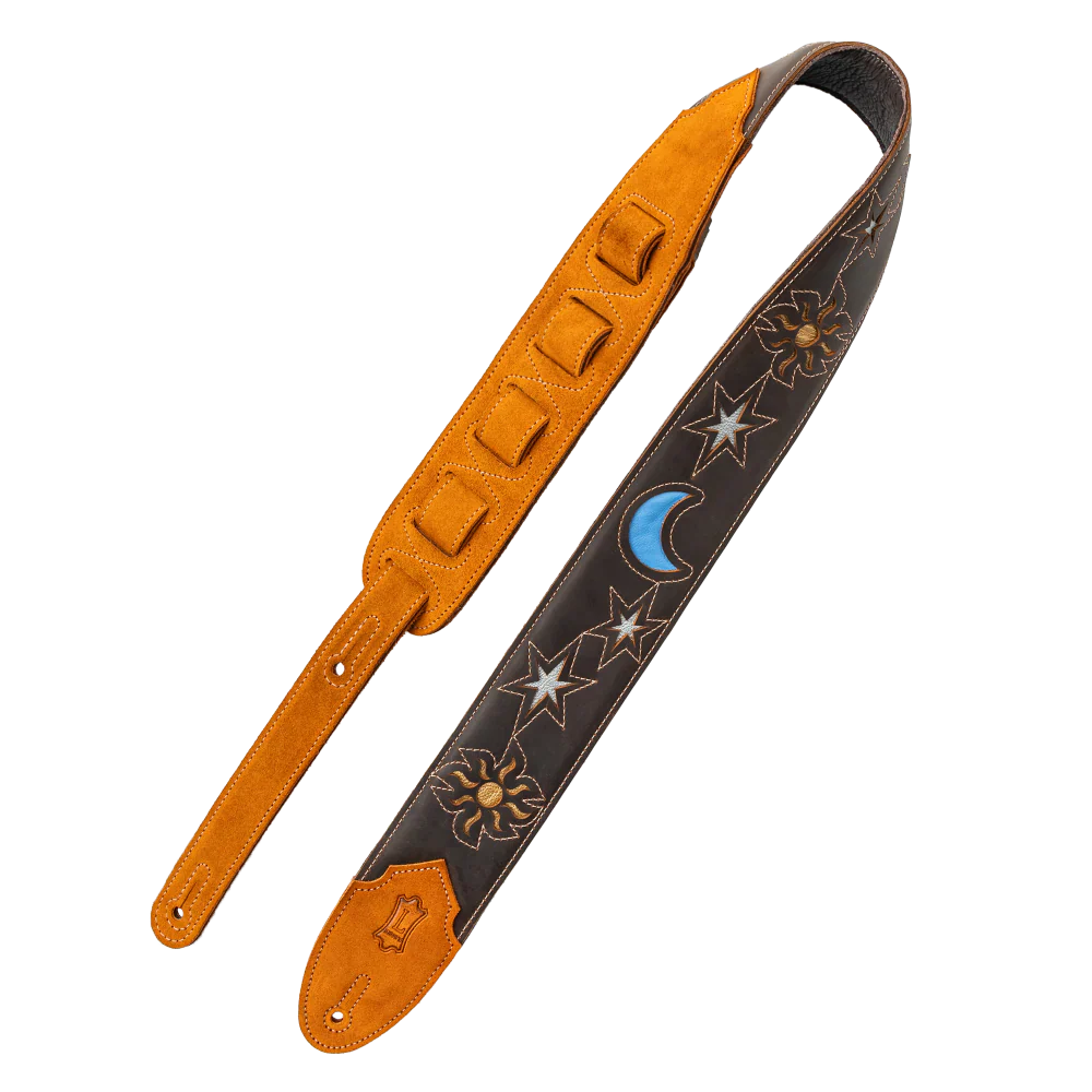 Levy's Leathers M4MN-DBR Sunbird Series Guitar Strap Hummingbird Design - Dark Brown