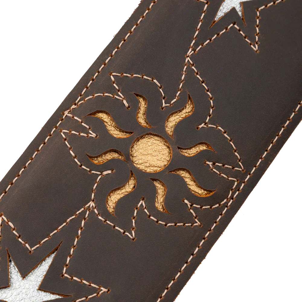 Levy's Leathers M4MN-DBR Sunbird Series Guitar Strap Hummingbird Design - Dark Brown