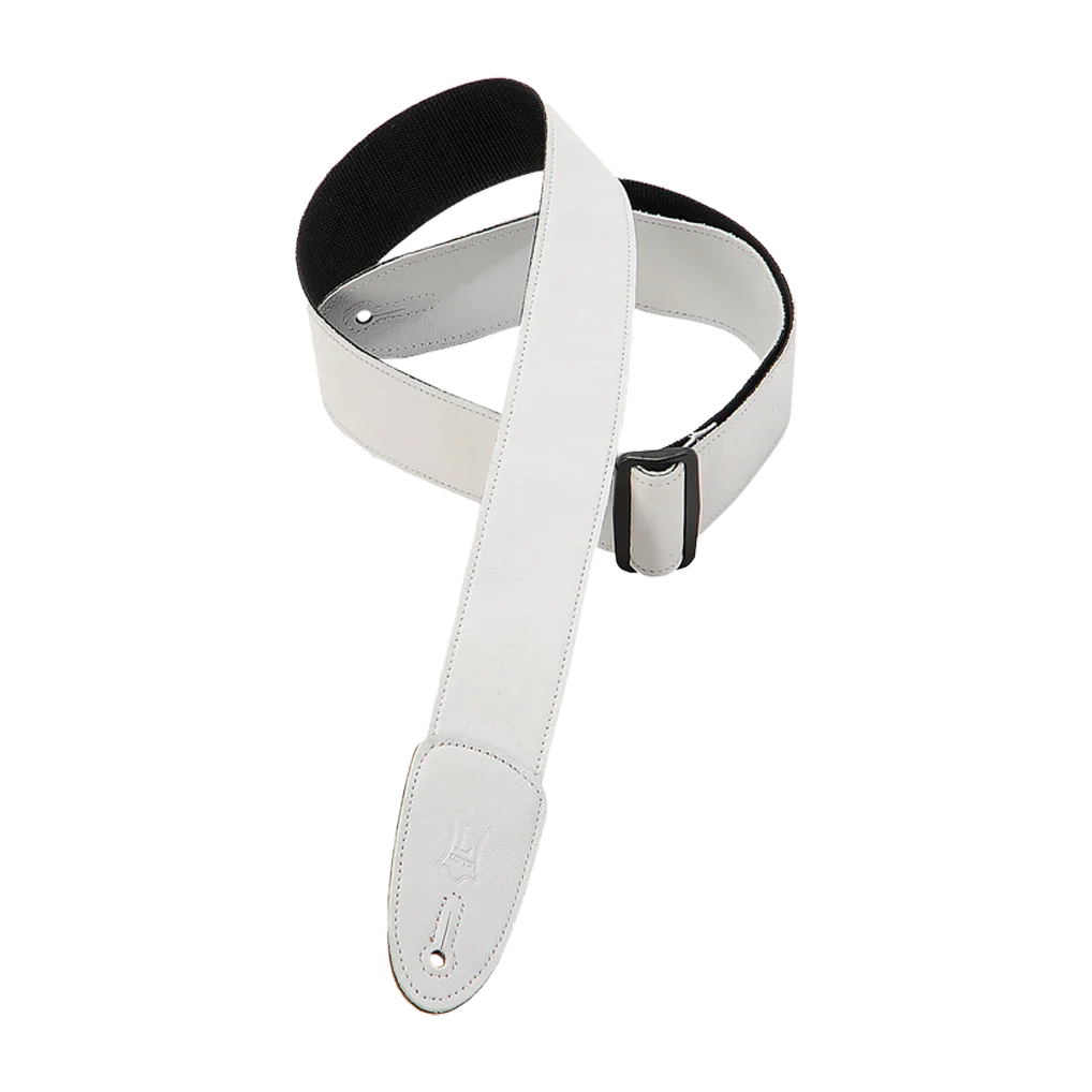 Levy's Leathers M7GP-WHT 2" Wide Black Garment Leather Guitar Strap - White