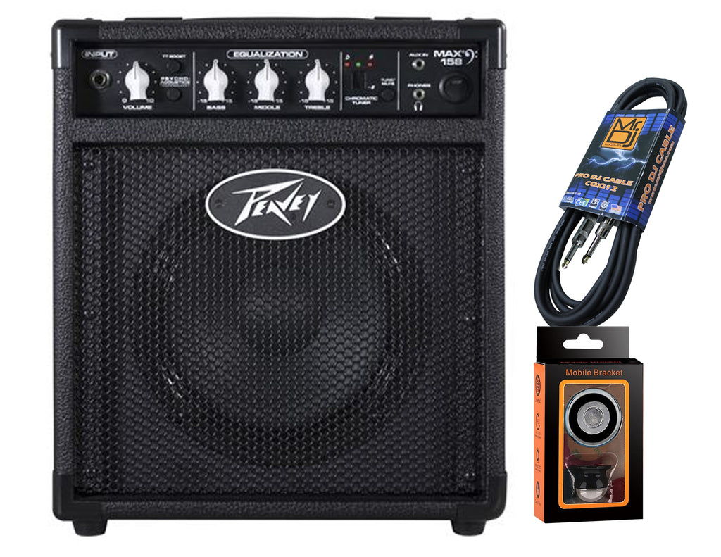 Peavey MAX 158 1x8" 20-watt Bass Combo Amp+ Free Mr Dj Instrument Cable+Phone Holder