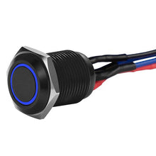 Load image into Gallery viewer, Install Bay MB12B-2 Black 12MM Round Illuminated Momentary Switches Blue Qty 2
