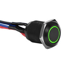 Charger l'image dans la galerie, Install Bay MB12G-2 Black 12MM Round Illuminated Momentary Switches Green Qty 2