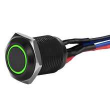 Charger l'image dans la galerie, Install Bay MB12G-2 Black 12MM Round Illuminated Momentary Switches Green Qty 2