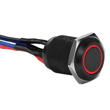Load image into Gallery viewer, Install Bay MB12R-2 Black 12MM Round Illuminated Momentary Switches Red Qty 2