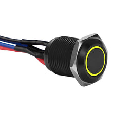 Load image into Gallery viewer, Install Bay MB12Y-2 Black 12MM Round Illuminated Momentary Switches Yellow Qty 2
