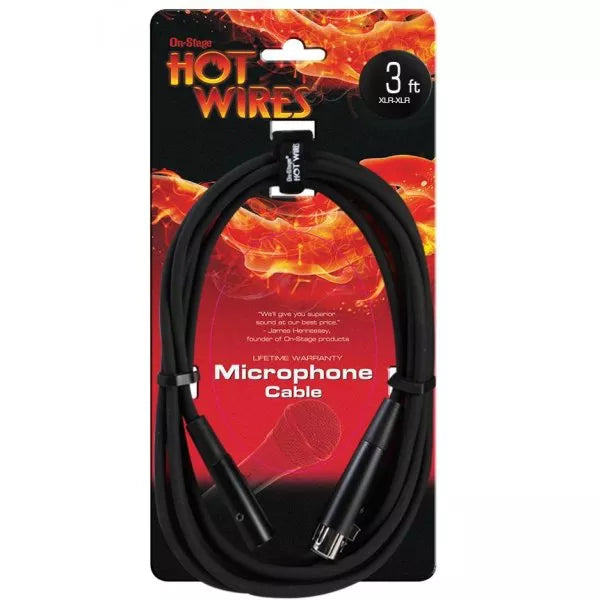 On-Stage MC12-3 Mic Cable (3', XLR-XLR)
