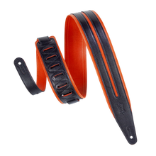 Load image into Gallery viewer, Levy's Leathers MG317DRS-ORG_BLK 2.5" Garment Leather Guitar Strap - Black and Orange