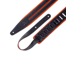 Load image into Gallery viewer, Levy's Leathers MG317DRS-ORG_BLK 2.5" Garment Leather Guitar Strap - Black and Orange