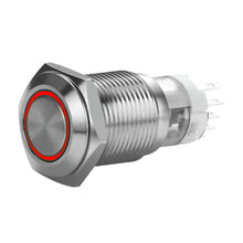 Load image into Gallery viewer, Install Bay MIBRSSR19 19 mm Stainless Momentary Switch With Harness 5A IP67 - Red