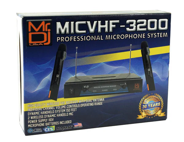 MR DJ MICVHF3200 Wireless Dual Handheld design Microphone System