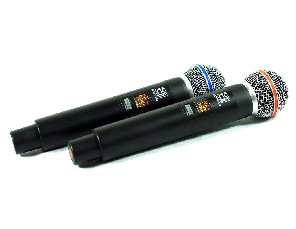 2 MR DJ MICUHF300 Dual UHF Wireless Microphone System Kit 2 Handheld & LED display
