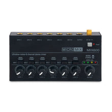 Load image into Gallery viewer, MR DJ MIX600 Ultra Low-Noise 6-Channel Line Mixer Stereo/Single Track Switch Microphone