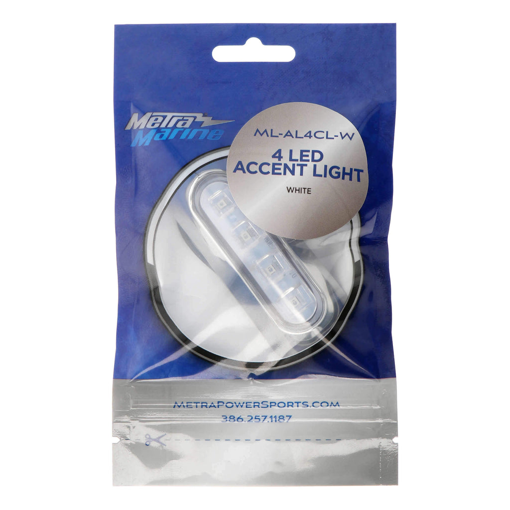 Marine ML-AL4CL-W White 4-LED Accent Light - Chrome Plastic Bezel