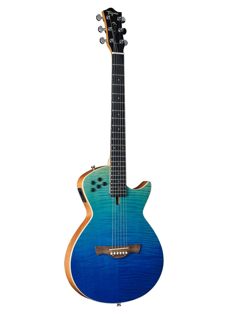 Tagima MODENA I ST-EQ-TBLF Steel String Thin Hollow Body Guitar - Transparent Blue
