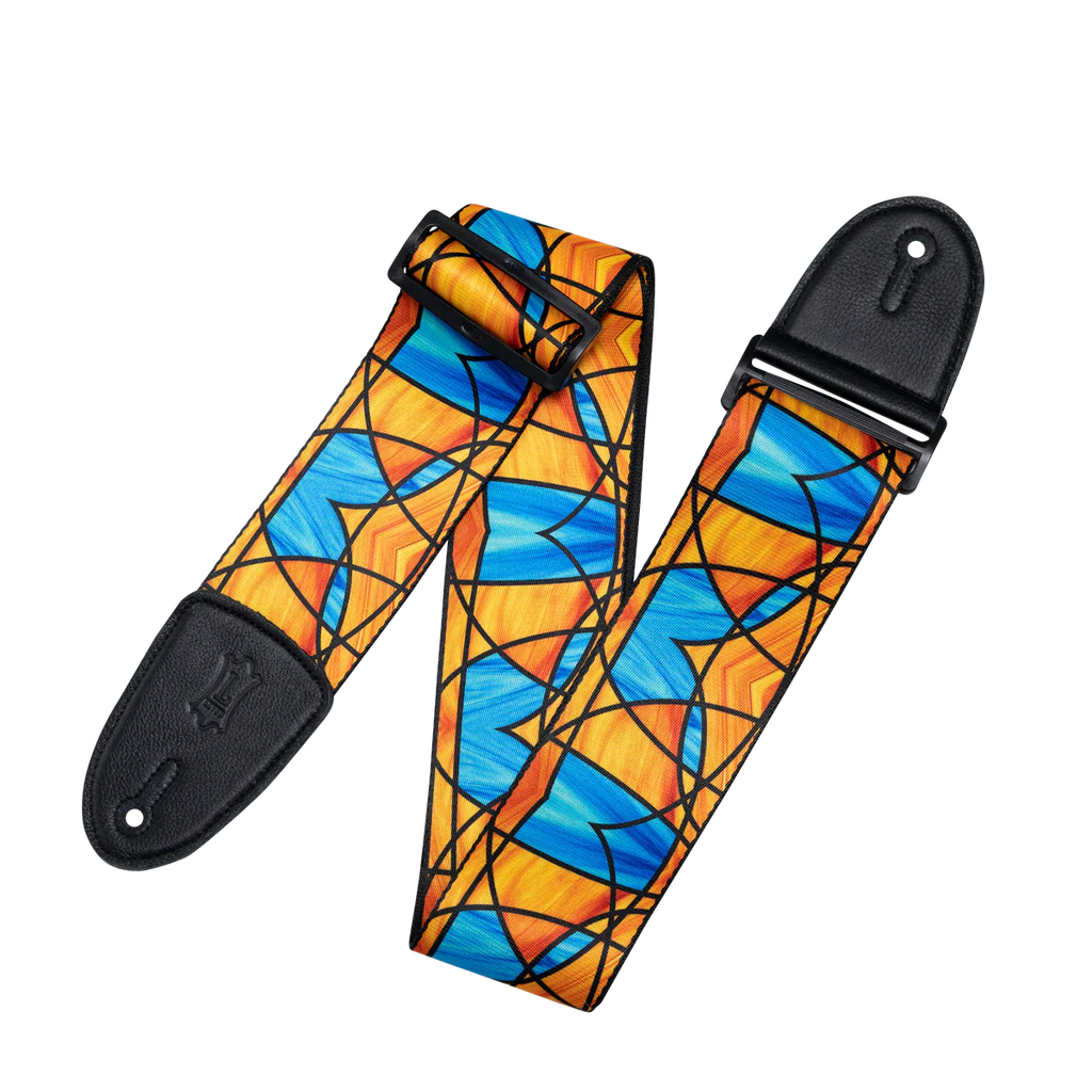 Levy's Leathers MP3SG-002 3" Stained Glass Orange and Blue Design Guitar Strap