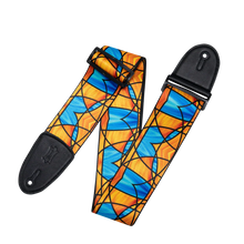 Load image into Gallery viewer, Levy's Leathers MP3SG-002 3" Stained Glass Orange and Blue Design Guitar Strap