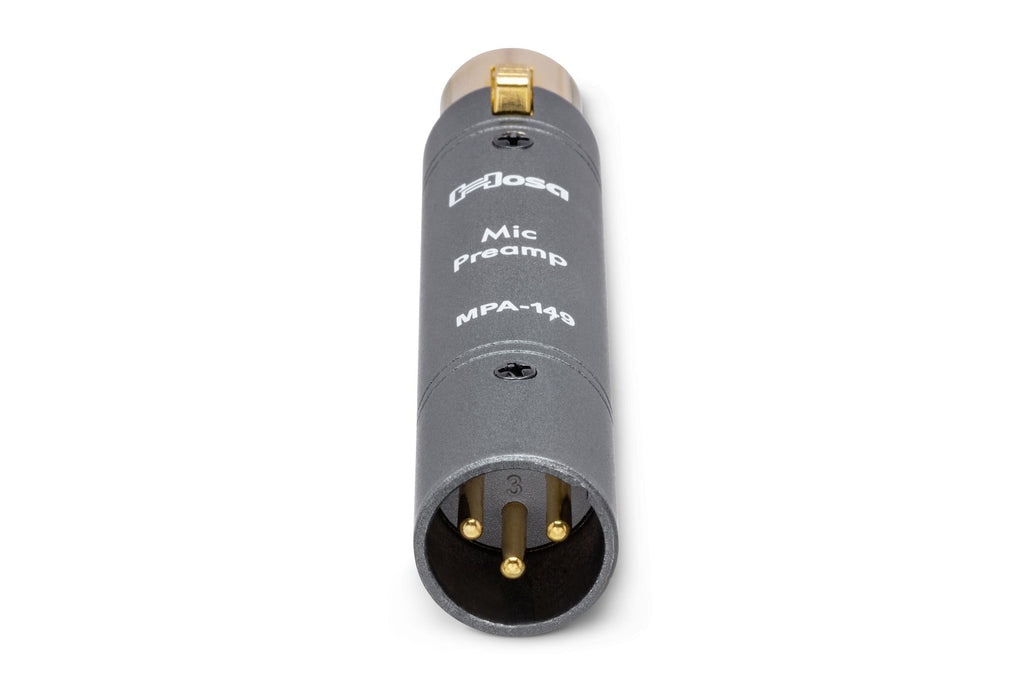 Hosa MPA-149 Active Inline Microphone Preamplifier for Dynamic & Ribbon Mics XLR Male to XLR Female