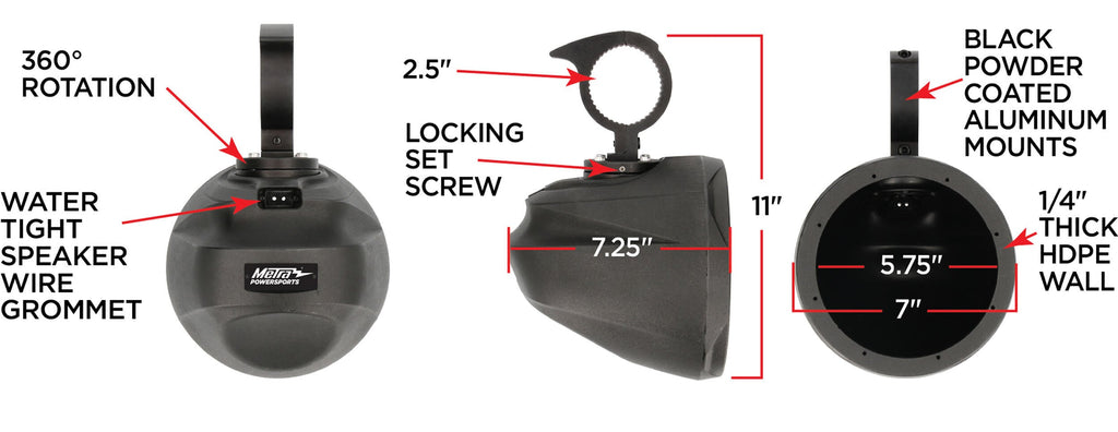 PowerSports MPS-ULCAN6-5 Unloaded Pair 6.5" Can Speaker Pods