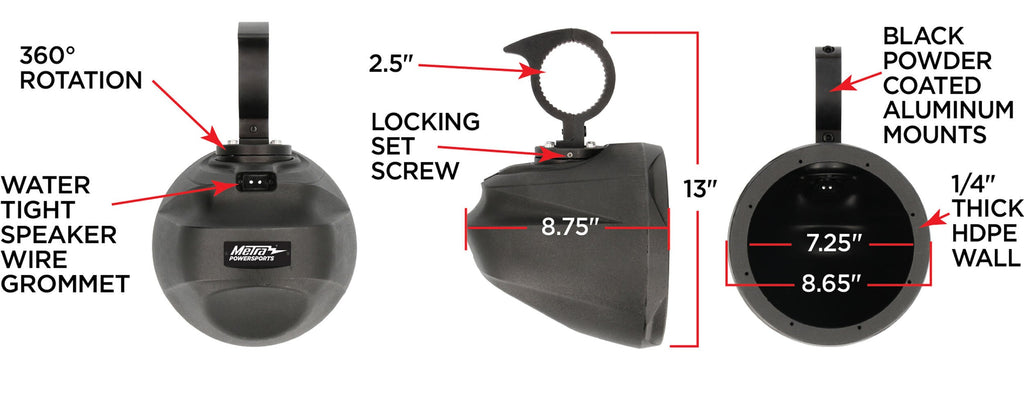 PowerSports MPS-ULCAN8 Unloaded Pair 8" Can Speaker Pods