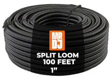 Load image into Gallery viewer, MR DJ DSLT10 100' 1" 25mm Black Split Wire Loom Conduit Tubing Sleeve Tube