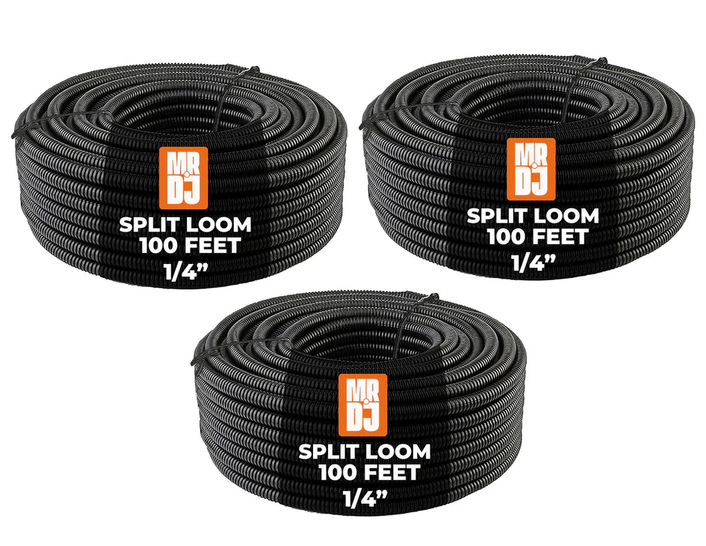 MR DJ 3 Rolls 100ft ea Split Cable Wire Loom Tubing 1/4" 3/8" 1/2" Conduit