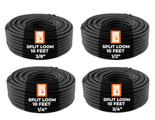 Charger l'image dans la galerie, MR DJ 4-Pack 1/4", 3/8", 1/2", 3/4" x 10 Feet Each Split Wire Loom Convoluted Tubing