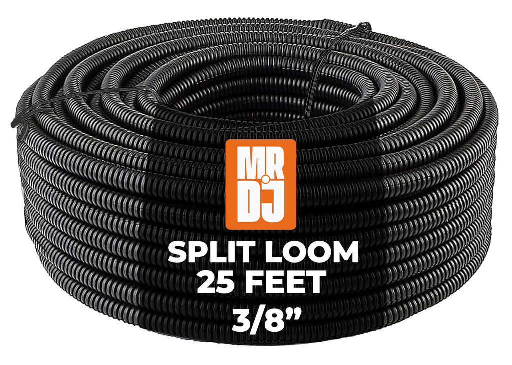 MR DJ 3-Pack 1/4", 3/8", 1/2" x 25 Feet Each Split Wire Loom Convoluted Tubing