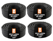 Charger l'image dans la galerie, MR DJ 4-Pack 1/4", 3/8", 1/2", 3/4" x 25 Feet Each Split Wire Loom Convoluted Tubing