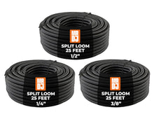 Charger l'image dans la galerie, MR DJ 3-Pack 1/4", 3/8", 1/2" x 25 Feet Each Split Wire Loom Convoluted Tubing