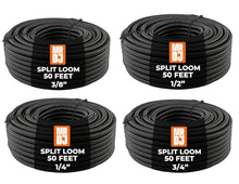 Charger l'image dans la galerie, MR DJ 4-Pack 1/4", 3/8", 1/2", 3/4" x 50 Feet Each Split Wire Loom Convoluted Tubing