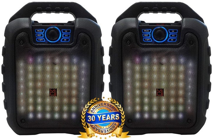 MR DJ DISCO 5.25" Portable Powerful PA Bluetooth Speaker Karaoke Machine with Sound Activated Lights, Battery Powered, FM Radio, USB/Micro SD Card, & LED Party Light