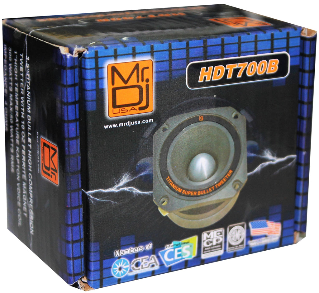 MR DJ HDT700B 3.5-Inch Titanium Bullet High Compression Tweeter with 10 Ounce Ferrite Magnet (Black)