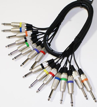 Load image into Gallery viewer, MR DJ 8Q8Q-3F-16G 8-Ch 1/4" TS Mono Snake Cable 3 Ft Professional Audio Patch Snake