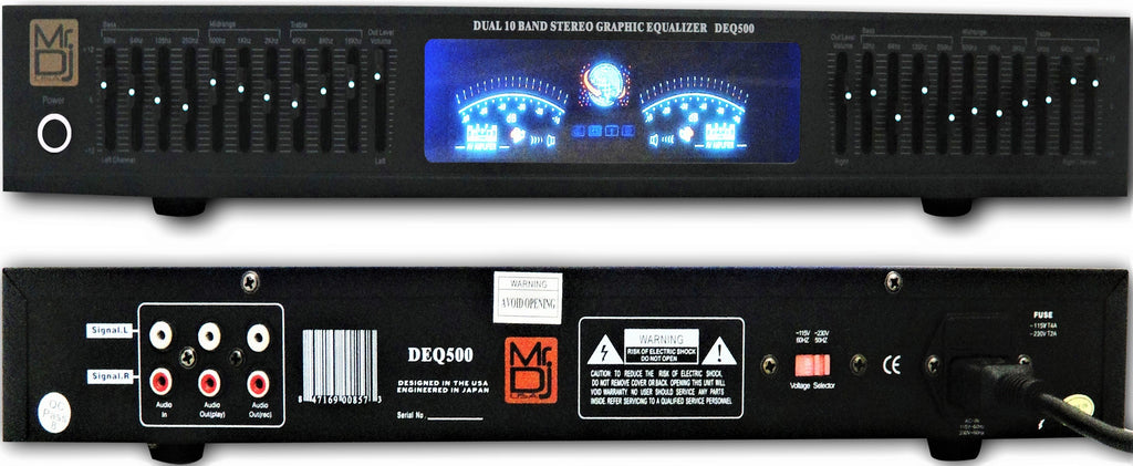 MR DJ DEQ500 19" Rack Mount Pro Dual 10 Band Stereo Graphic Equalizer EQ & MIC200