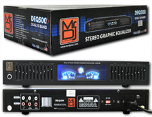 Charger l&#39;image dans la galerie, MR DJ DEQ500 19&quot; Rack Mount Pro Dual 10 Band Stereo Graphic Equalizer EQ &amp; MIC200