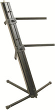 Load image into Gallery viewer, MR DJ KSPRO1500B PRO 2-Tier Black Column Keyboard Stand W Mic Boom Arm + Case