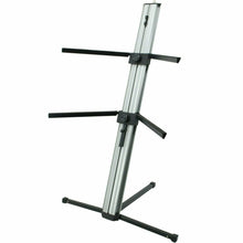 Charger l&#39;image dans la galerie, MR DJ KS1000 PRO Silver 2-Tier Column Keyboard Stand W 5/8&quot; Mic Mount